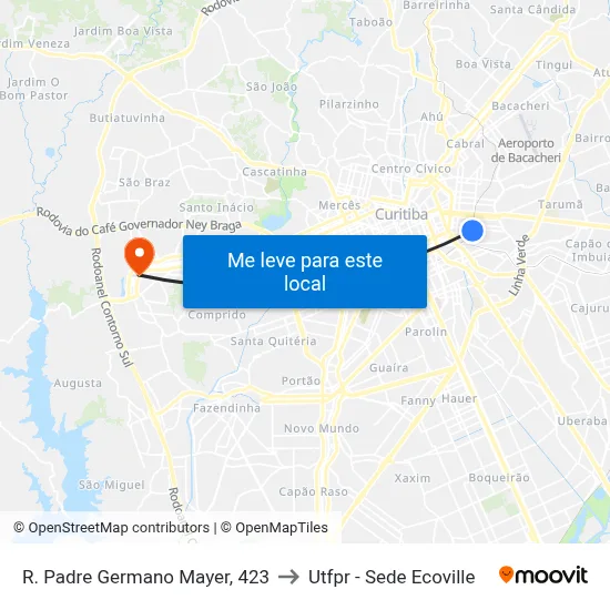 R. Padre Germano Mayer, 423 to Utfpr - Sede Ecoville map
