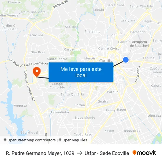 R. Padre Germano Mayer, 1039 to Utfpr - Sede Ecoville map