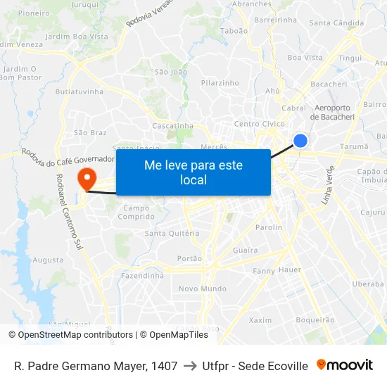 R. Padre Germano Mayer, 1407 to Utfpr - Sede Ecoville map