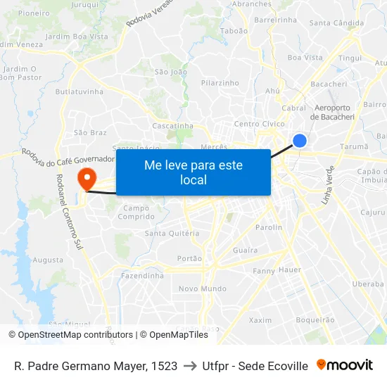 R. Padre Germano Mayer, 1523 to Utfpr - Sede Ecoville map