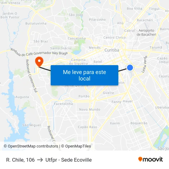 R. Chile, 106 to Utfpr - Sede Ecoville map