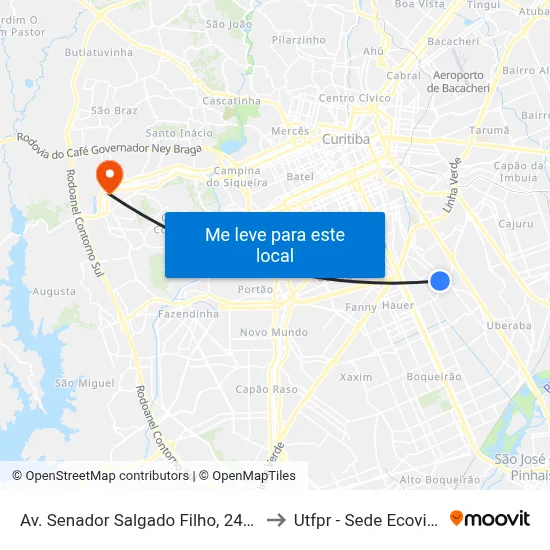 Av. Senador Salgado Filho, 2472 to Utfpr - Sede Ecoville map