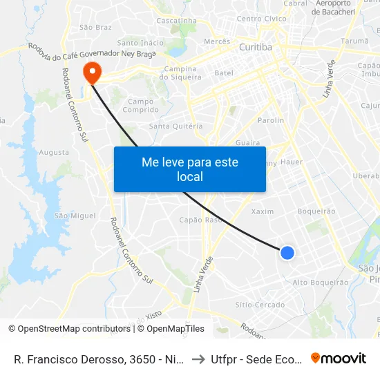 R. Francisco Derosso, 3650 - Nichele to Utfpr - Sede Ecoville map