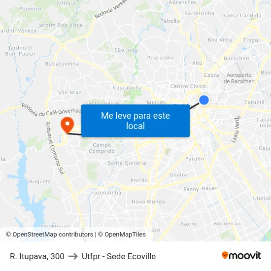 R. Itupava, 300 to Utfpr - Sede Ecoville map