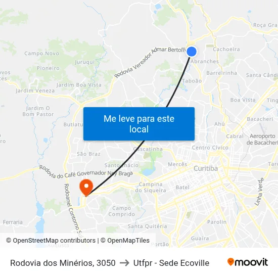 Rodovia dos Minérios, 3050 to Utfpr - Sede Ecoville map