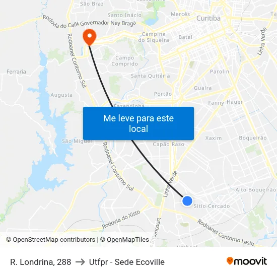 R. Londrina, 288 to Utfpr - Sede Ecoville map
