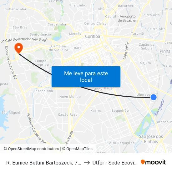 R. Eunice Bettini Bartoszeck, 720 to Utfpr - Sede Ecoville map