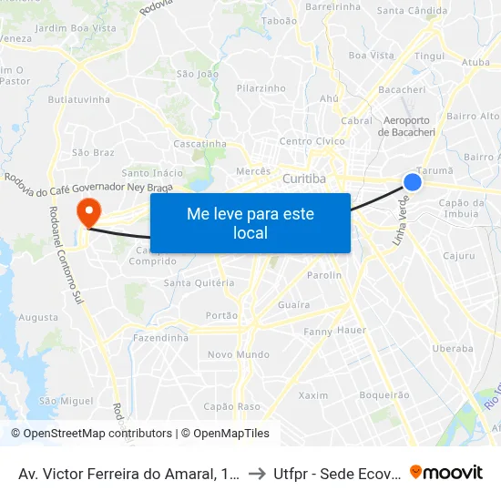 Av. Victor Ferreira do Amaral, 1000 to Utfpr - Sede Ecoville map