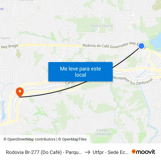 Rodovia Br-277 (Do Café) - Parque Barigui to Utfpr - Sede Ecoville map