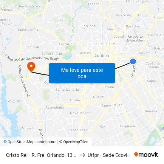 R. Frei Orlando, 1373 to Utfpr - Sede Ecoville map