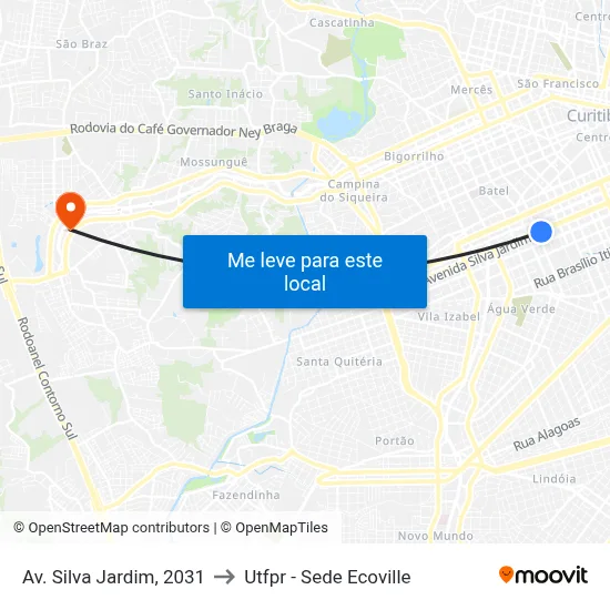 Av. Silva Jardim, 2031 to Utfpr - Sede Ecoville map