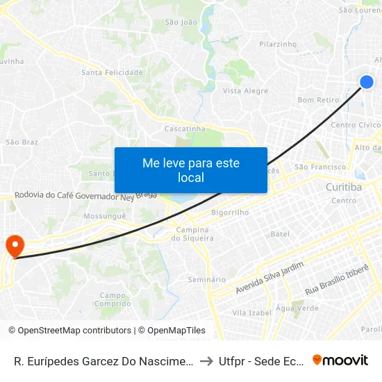 R. Eurípedes Garcez Do Nascimento, 857 to Utfpr - Sede Ecoville map