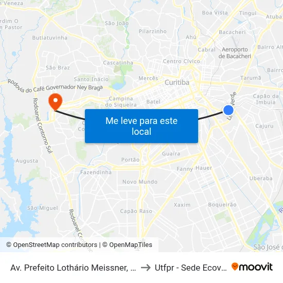 Av. Prefeito Lothário Meissner, 840 to Utfpr - Sede Ecoville map