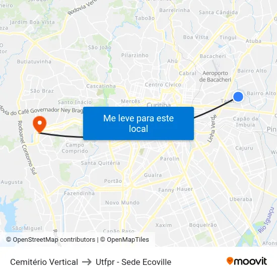 Cemitério Vertical to Utfpr - Sede Ecoville map