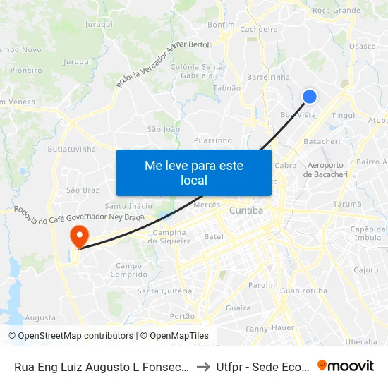 Rua Eng Luiz Augusto L Fonseca 199 to Utfpr - Sede Ecoville map
