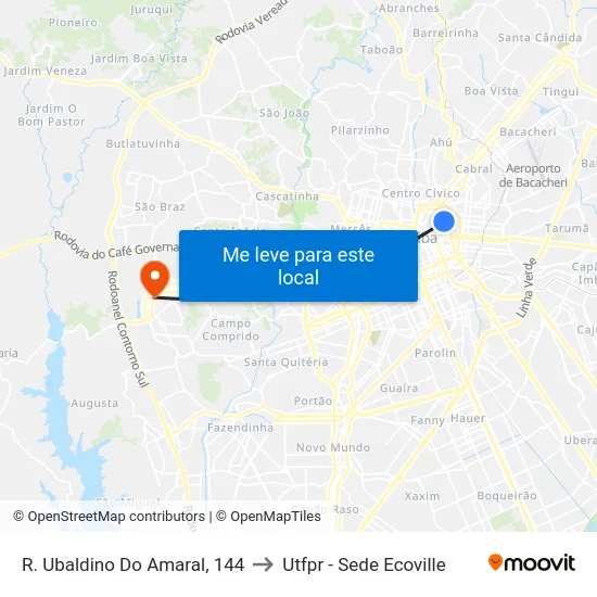 R. Ubaldino do Amaral, 144 to Utfpr - Sede Ecoville map