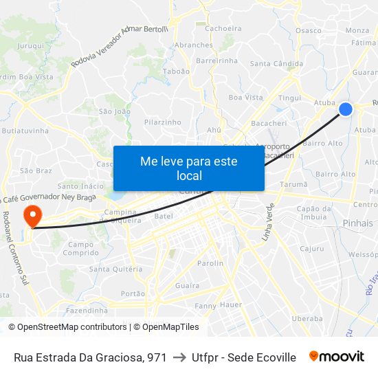 Rua Estrada Da Graciosa, 971 to Utfpr - Sede Ecoville map