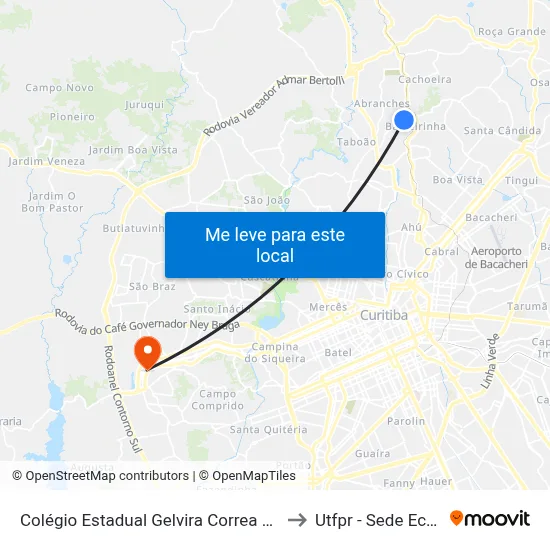 Colégio Estadual Gelvira Correa Pacheco to Utfpr - Sede Ecoville map