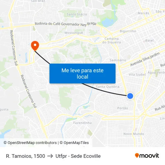 R. Tamoios, 1500 to Utfpr - Sede Ecoville map