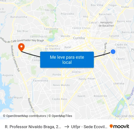 R. Professor Nivaldo Braga, 260 to Utfpr - Sede Ecoville map