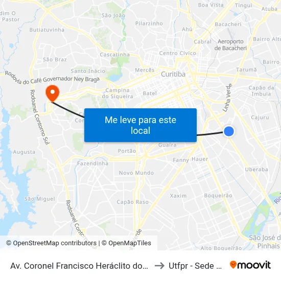 Av. Coronel Francisco Heráclito dos Santos, 1422 to Utfpr - Sede Ecoville map
