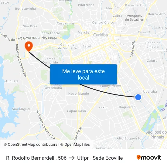 R. Rodolfo Bernardelli, 506 to Utfpr - Sede Ecoville map