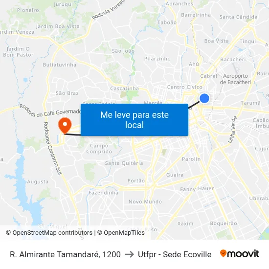 R. Almirante Tamandaré, 1200 to Utfpr - Sede Ecoville map