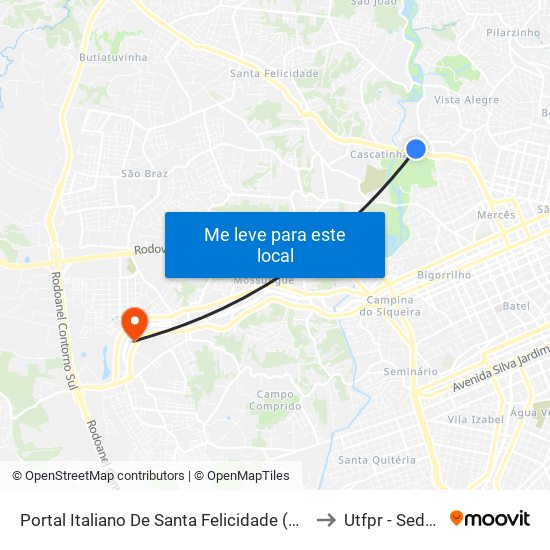 Portal Italiano De Santa Felicidade (Av. Manoel Ribas, 2900) to Utfpr - Sede Ecoville map