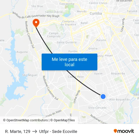 R. Marte, 129 to Utfpr - Sede Ecoville map