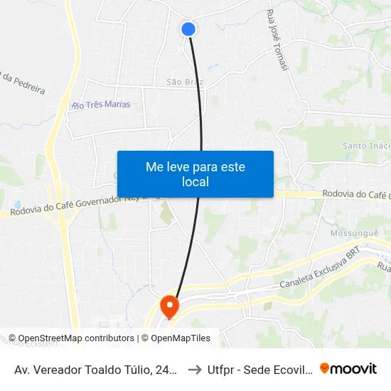 Av. Vereador Toaldo Túlio, 2481 to Utfpr - Sede Ecoville map