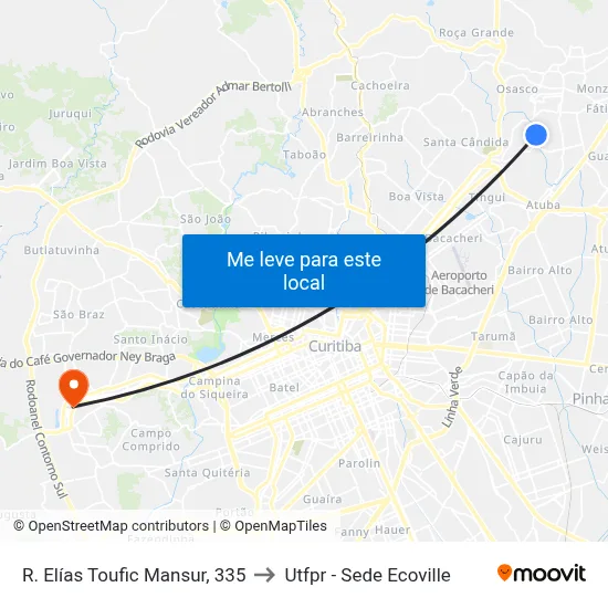 R. Elías Toufic Mansur, 335 to Utfpr - Sede Ecoville map