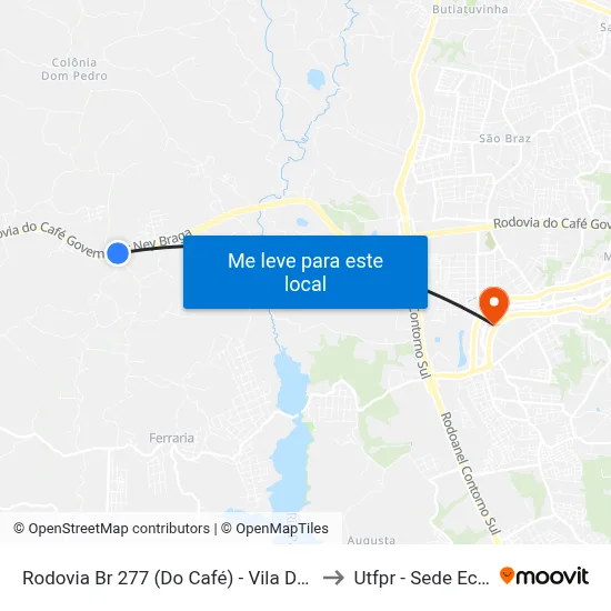 Rodovia Br 277 (Do Café) - Vila Dom Pedro to Utfpr - Sede Ecoville map