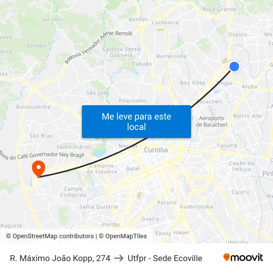 R. Máximo João Kopp, 274 to Utfpr - Sede Ecoville map