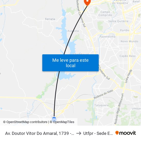 Av. Doutor Vítor Do Amaral, 1739 - Hotel Rihad to Utfpr - Sede Ecoville map