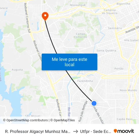 R. Professor Algacyr Munhoz Mader, 2411 to Utfpr - Sede Ecoville map