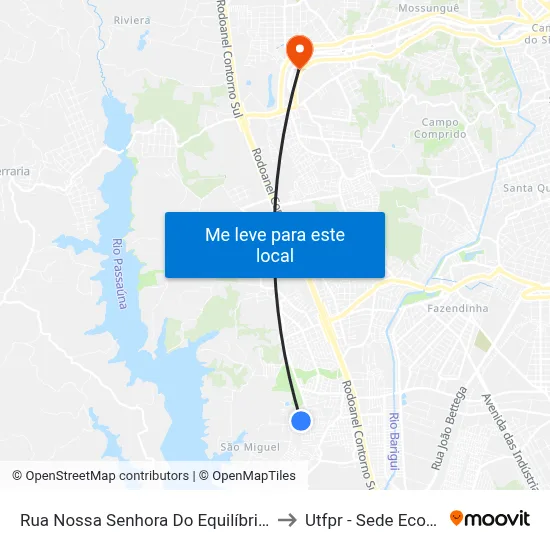 Rua Nossa Senhora Do Equilíbrio, 40 to Utfpr - Sede Ecoville map