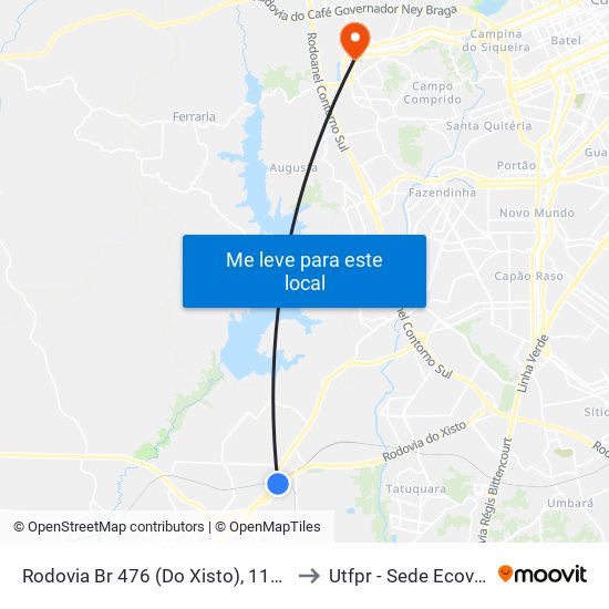 Rodovia Br 476 (Do Xisto), 11995 to Utfpr - Sede Ecoville map