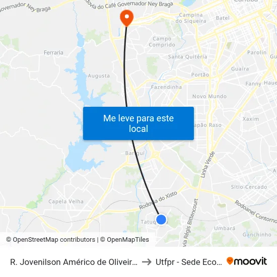R. Jovenilson Américo de Oliveira, 759 to Utfpr - Sede Ecoville map