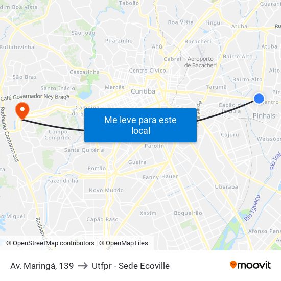 Av. Maringá, 139 to Utfpr - Sede Ecoville map