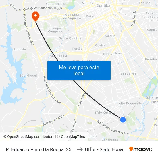 R. Eduardo Pinto Da Rocha, 2518 to Utfpr - Sede Ecoville map
