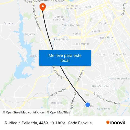 R. Nicola Pellanda, 4459 to Utfpr - Sede Ecoville map