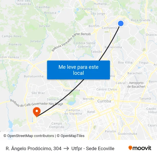 R. Ângelo Prodócimo, 304 to Utfpr - Sede Ecoville map