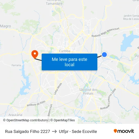 Rua Salgado Filho 2227 to Utfpr - Sede Ecoville map