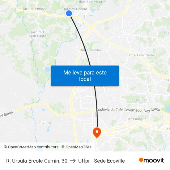 R. Ursula Ercole Cumin, 30 to Utfpr - Sede Ecoville map