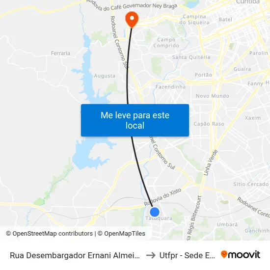 Rua Desembargador Ernani Almeida De Abreu to Utfpr - Sede Ecoville map