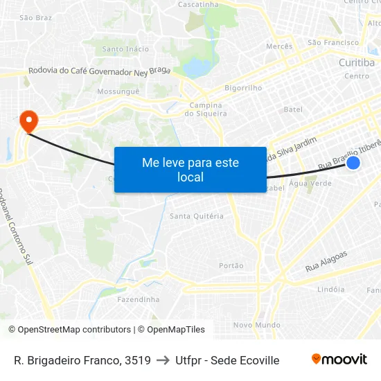 R. Brigadeiro Franco, 3519 to Utfpr - Sede Ecoville map