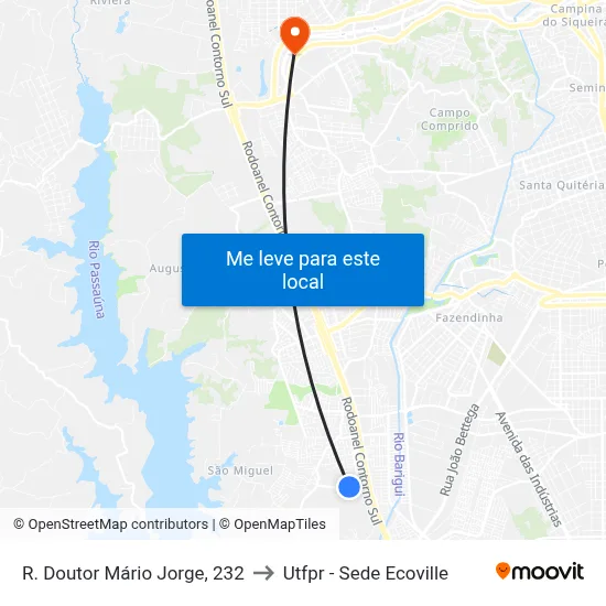R. Doutor Mário Jorge, 232 to Utfpr - Sede Ecoville map