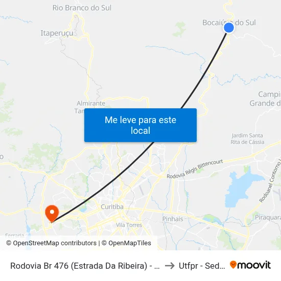 Rodovia Br 476 (Estrada Da Ribeira) - Delegacia Bocaiuva Do Sul to Utfpr - Sede Ecoville map