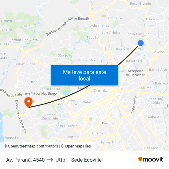 Av. Paraná, 4540 to Utfpr - Sede Ecoville map