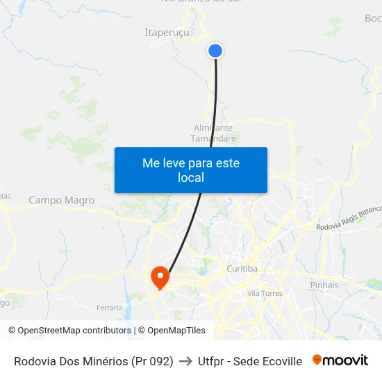 Rodovia Dos Minérios (Pr 092) to Utfpr - Sede Ecoville map